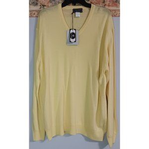 Zegna Baruffa Lane Borgosesia NWT Large Yellow Italy Valda Wool Pullover Sweater